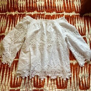 Chicos Eyelet Cotton Off-Shoulder Blouse